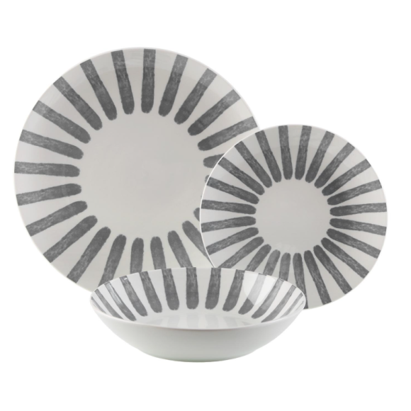 STOVIGLIA 18 PEZZI JUNGLE GRIGIO