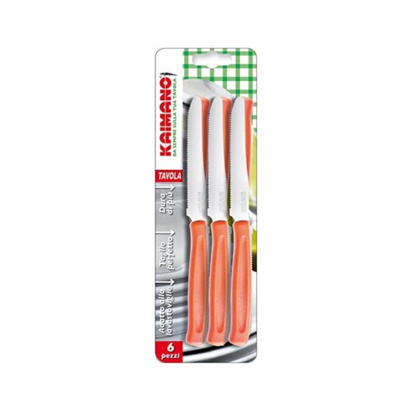 KAIMANO COLTELLI ARANCIO DA TAVOLA - 6 PEZZI 
