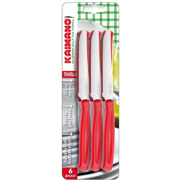 KAIMANO COLTELLI ROSSI DA TAVOLA - 6 PEZZI 