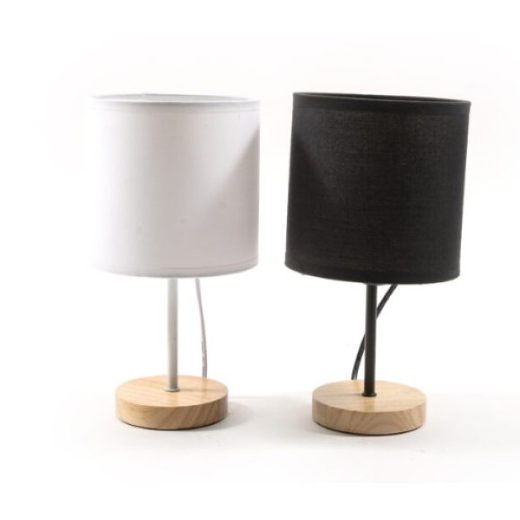 LAMPADA IN METALLO CON BASE IN LEGNO