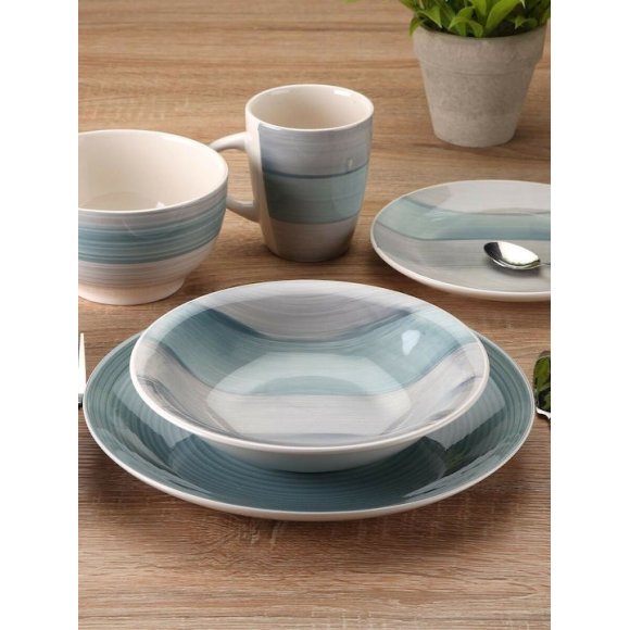 Servizio Piatti 18 Pezzi  "Leanne" - Azzurro