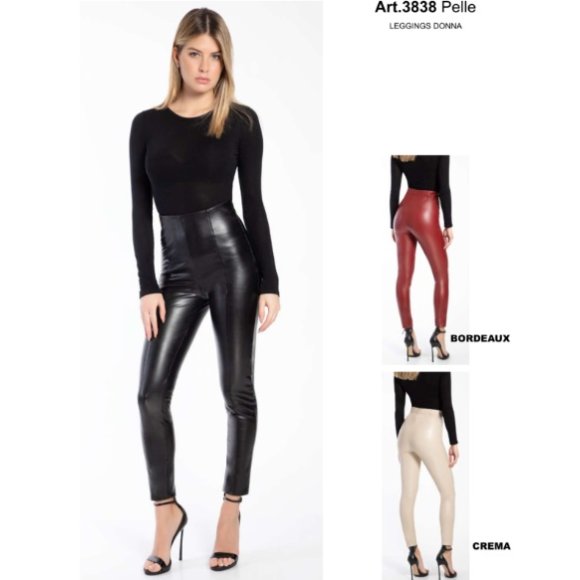 LEGGINGS DONNA COD.3838 ECOPELLE - CREMA