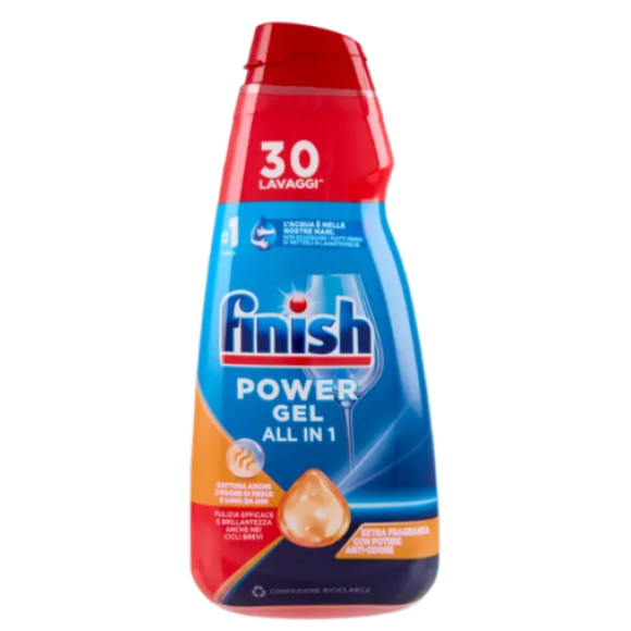 Finish Power Gel Antiodore liquido lavastoviglie 30 lavaggi 600 ml