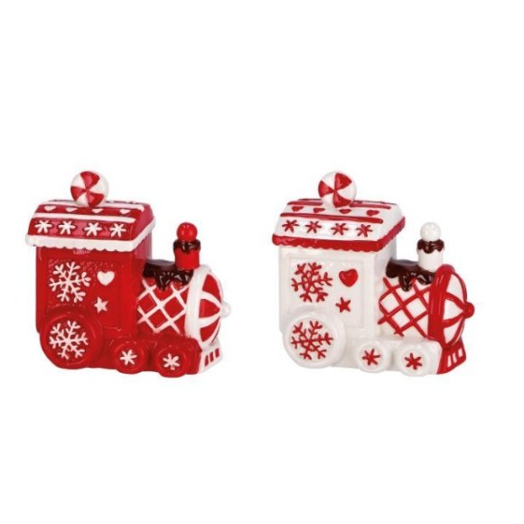 NATALE SCATOLA A FORMA DI LOCOMOTIVA 13X9X13 CM COLORI ASSORTITI 