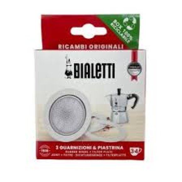 Bialetti - Ricambio Guarnizione + Filtro Per Caffettiera Moka 3/4 tazze