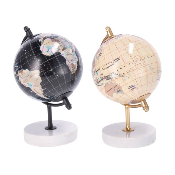 Mappamondo Decorativo Con Supporto in Marmo - ø 9 cm