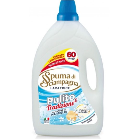 SPUMA DI SCIAMPAGNA PULITO E TRADIZIONE LAVATRICE AL SAPONE DI MARSIGLIA 60 LAVAGGI - 3000 ML