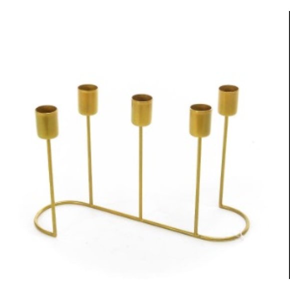 PORTACANDELA IN FERRO ORO 5 FUOCHI 27X8X.17CM