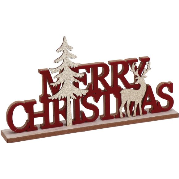 NATALE DECORAZIONE IN LEGNO VELLUTO CM35