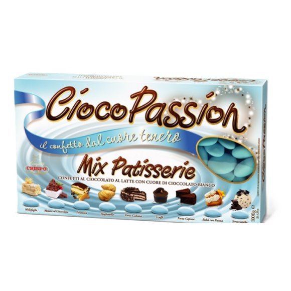 CRISPO CIOCOPASSION MIX PATISSERIE CON CIOCCOLATO LATTE E BIANCO - CELESTE