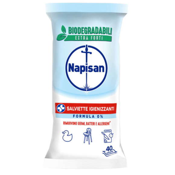 Napisan Salviette Disinfettanti Classic Total Protection Biodegradabili 40 Pezzi