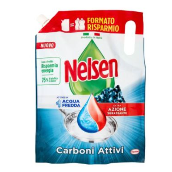 Detersivo Piatti Nelsen 1650ml Busta Ricarica Carboni Attivi