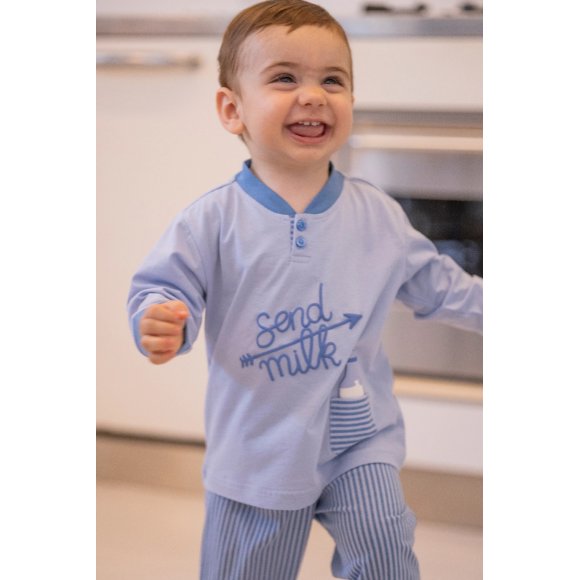 NOIDINOTTE - PIGIAMA NEONATO COTONE COD. FT771AS - AZZURRO 