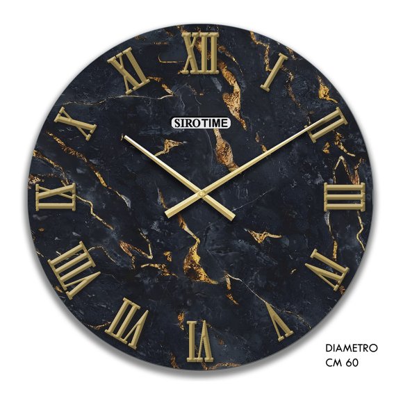 OROLOGIO DA PARETE IN VETRO - NERO E ORO