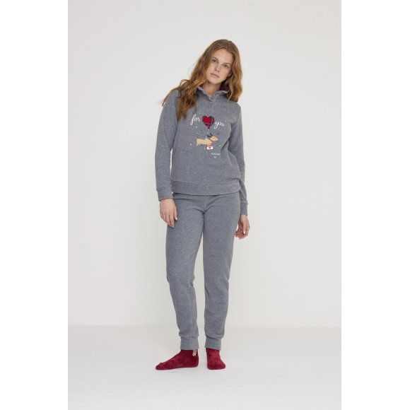 NOIDINOTTE - PIGIAMA DONNA MICROPILE COD. FA8890PB401 - GRIGIO