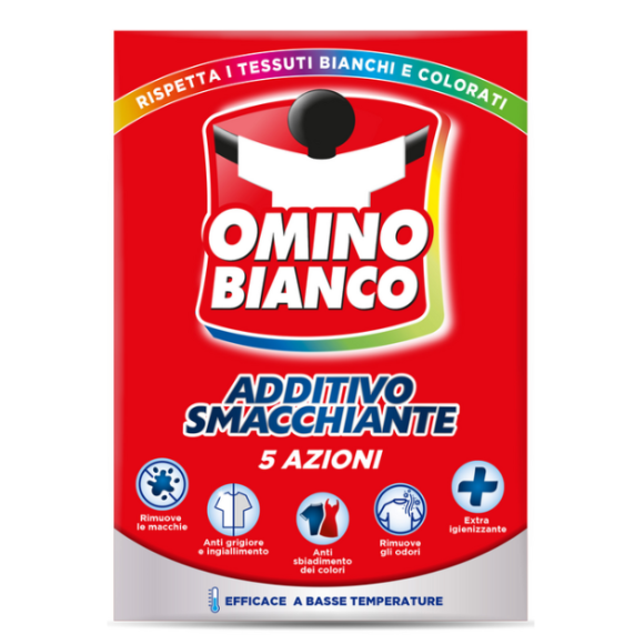 OMINO BIANCO ADDITIVO SMACCHIANTE 5 AZIONI POLVERE 500 GRAMMI
