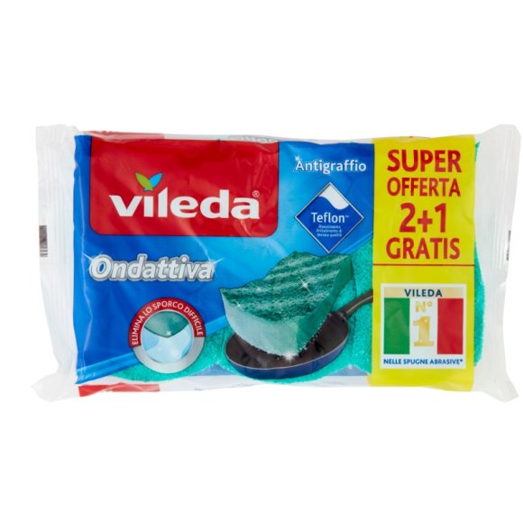 VILEDA ONDATTIVA - SPUGNA ABRASIVA DA CUCINA, ANTIGRAFFIO VILEDA ONDATTIVA - SPUGNA ABRASIVA DA CUCINA, ANTIGRAFFIO