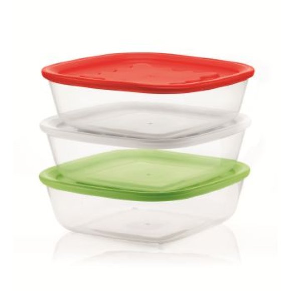 Guzzini Set 3 Contenitori Ermetici Quadrati