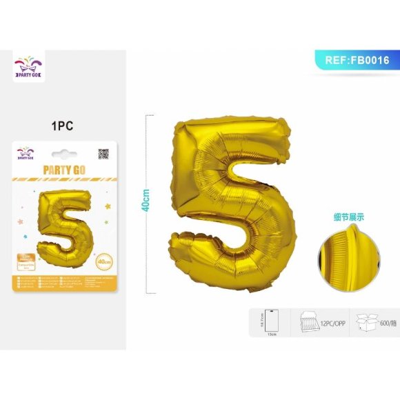 PALLONCINO MYLAR ORO - NUMERO 5