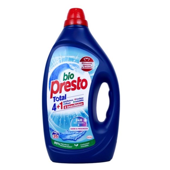 BIO PRESTO DETERSIVO LIQUIDO BUCATO LAVATRICE IGIENE 35 LAVAGGI