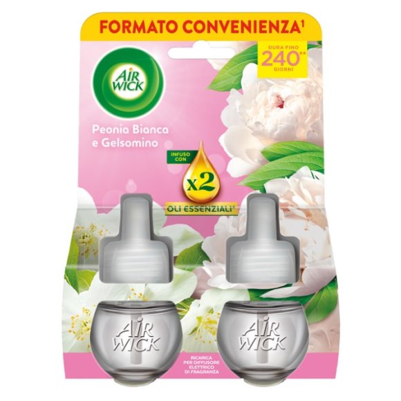 AIRWICK RICARICA DIFFUSORE ELETTRICO FRAGRANZA PEONIA BIANCA E GELSOMINO 2 PEZZI