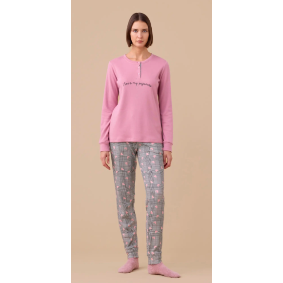 Pigiama donna caldo cotone felpato articolo heart FA9323