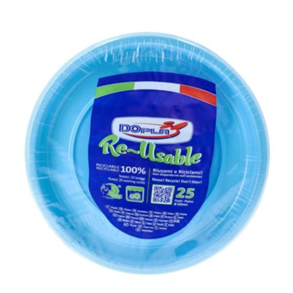 DOPLA PIATTO PIANO 25PZ AZZURRO