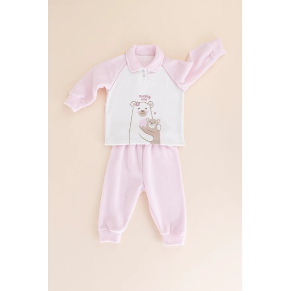 NOIDINOTTE - PIGIAMA NEONATA MICROPILE COD.FT745AS - ROSA