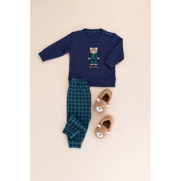 NOIDINOTTE - PIGIAMA NEONATA/O IN CALDO COTONE COD.FT738AS - BLU