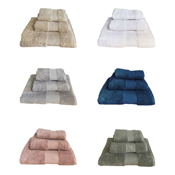 VINGI - COPPIA ASCIUGAMANI SPUGNA "PIQUET" 550 GR - COLORI ASSORTITI