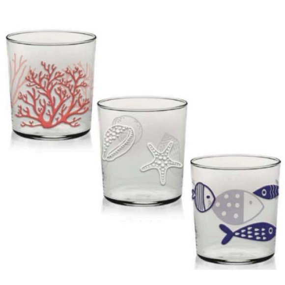 CERVE SET 3 BICCHIERI IN VETRO ACQUA PLAGE M104200 360CC
