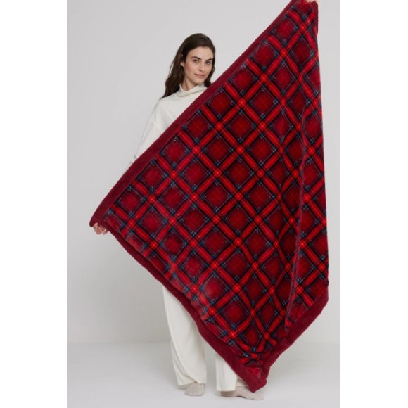 NOIDINOTTE - PLAID CORAL FLEECE BC895AB - ROSSO