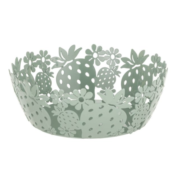 PORTA PANE METALLO FRAGOLE VERDE