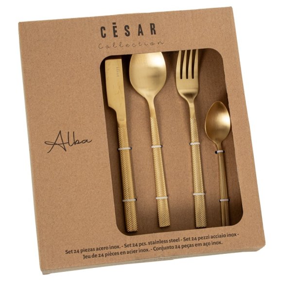 SET 24 POSATE ACCIAIO INOX "ALBA" - ORO OPACO