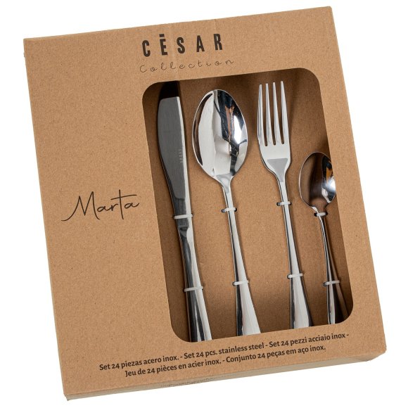 SET 24 POSATE ACCIAIO INOX "MARTA" - ARGENTO LUCIDO