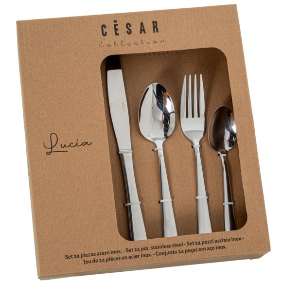 SET 24 POSATE ACCIAIO INOX "LUCIA" - ARGENTO LUCIDO