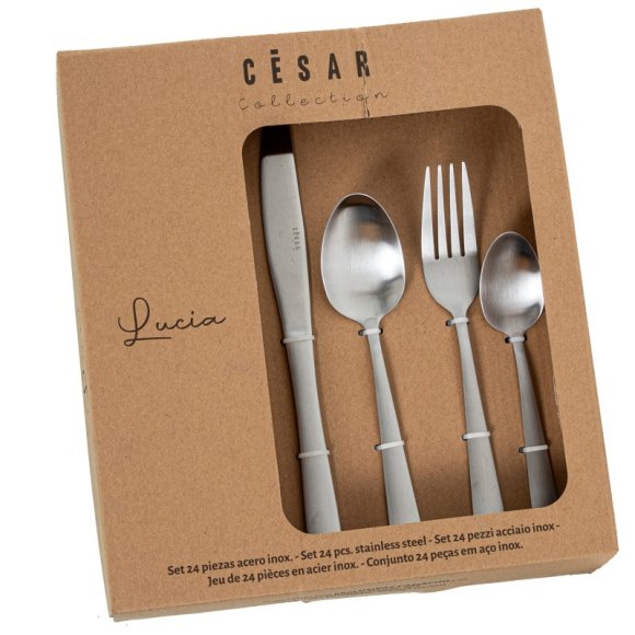 SET 24 POSATE ACCIAIO INOX "LUCIA" - ARGENTO SATINATO
