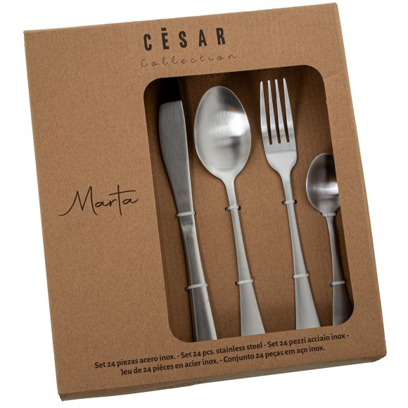 SET 24 POSATE ACCIAIO INOSSIDABILE "MARTA" - ARGENTO SATINATO 