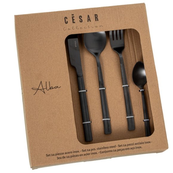 SET 24 POSATE ACCIAIO INOX "ALBA" - NERO