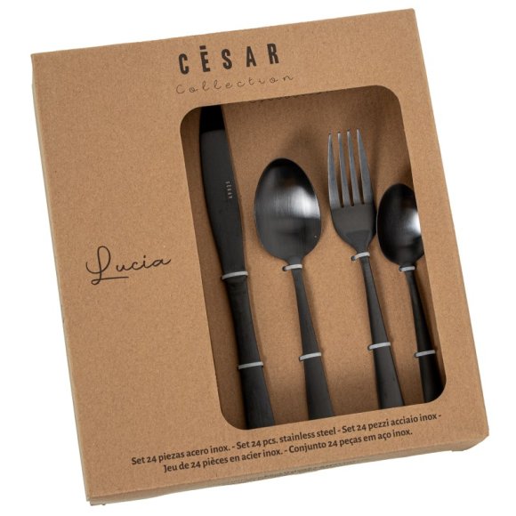 SET 24 POSATE ACCIAIO INOX "LUCIA" - NERO