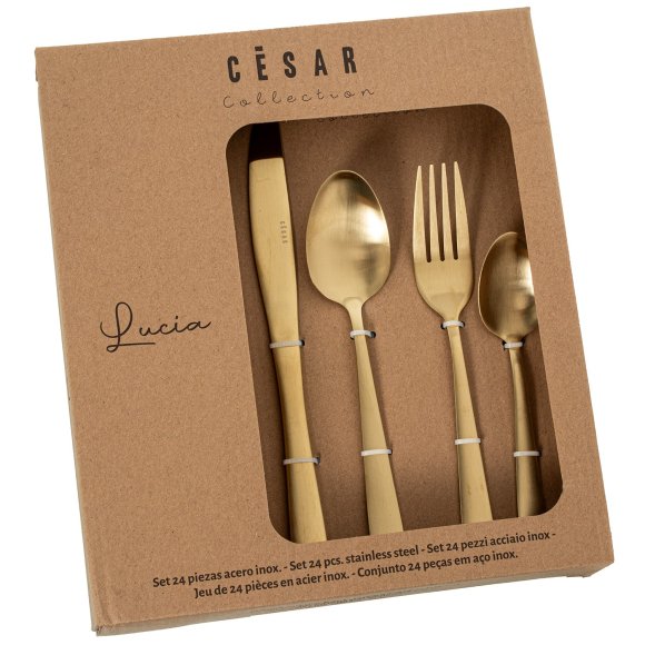 SET 24 POSATE ACCIAIO INOX "LUCIA" - ORO SATINATO