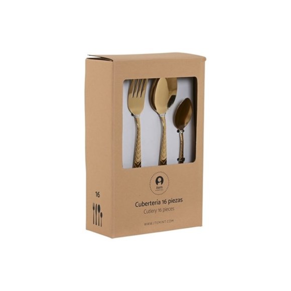 SET 16 POSATE ACCIAIO INOX "SPIGA" - DORATO 