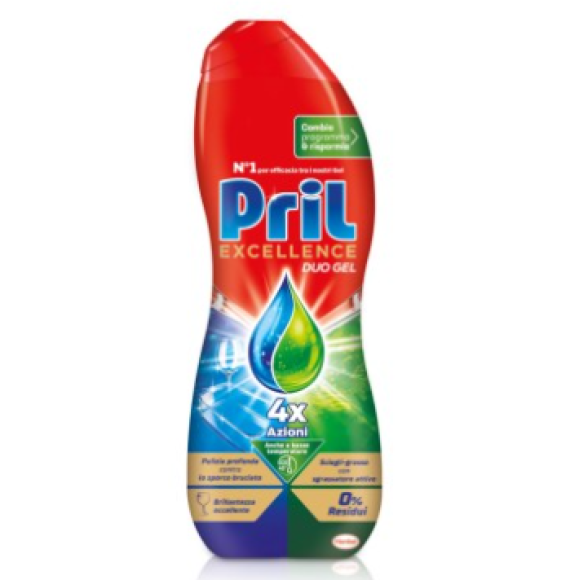 Pril Excellence Duo Gel Lavastoviglie Sciogli Grasso 30 Lavaggi 540 ml