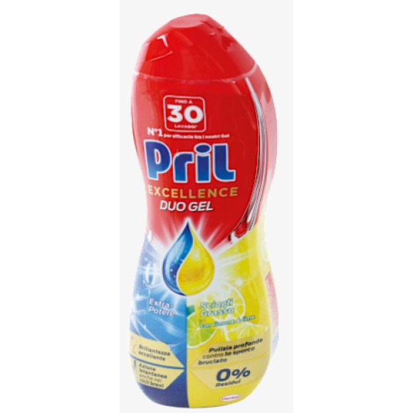 Pril Gel Excellence Sciogligrasso al limone per lavastoviglie, 540 ml