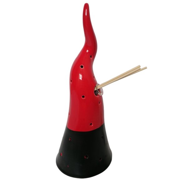 PROFUMATORE CORNO BICOLORE 26 CM - ROSSO E NERO