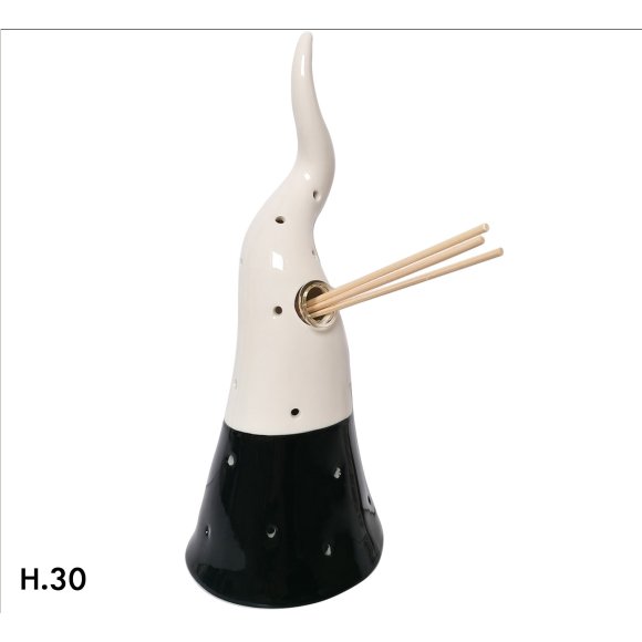 PROFUMATORE CORNO BICOLORE 30 CM - BIANCO E NERO
