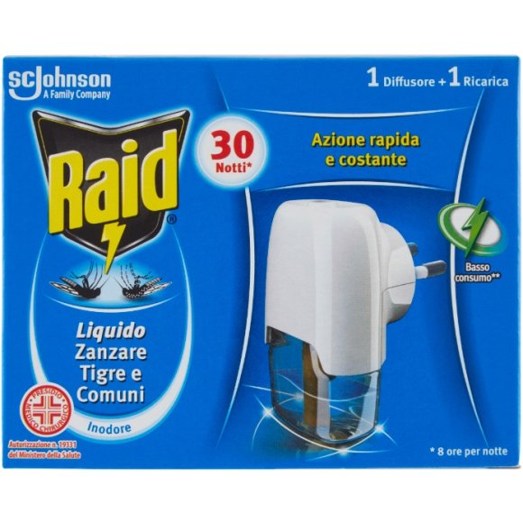 RAID INSETTICIDA LIQUIDO BASE + RICARICA - 30 NOTTE