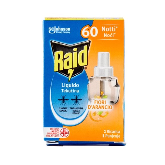 RAID ANTIZANZARE LIQUIDO RICARICA  FIORI D'ARANCIO - 60 NOTTI