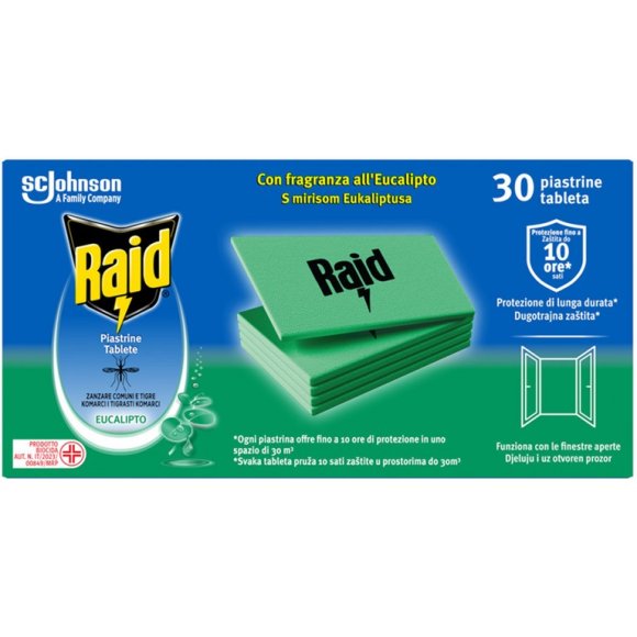 RAID INSETTICIDA PIASTRINE EUCALIPTO - 30 PEZZI