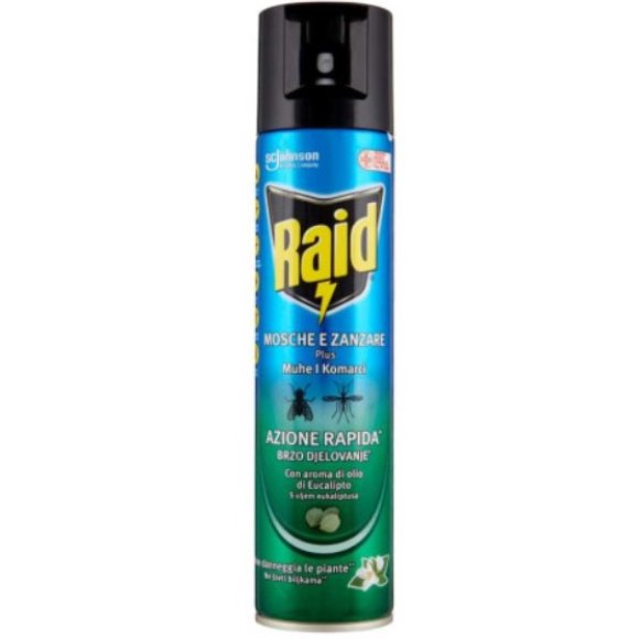 Raid Insetticida Spray contro Mosche e Zanzare con Aroma di Olio di Eucalipto Ml.400